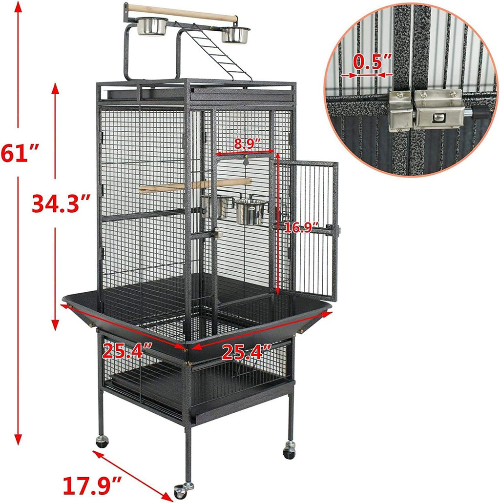 61 Inches Large Bird Cage Play Top Parrot Cockatiel Parakeet Chinchilla Macaw Cockatoo Cage W/Stand Perch Pet Supplies