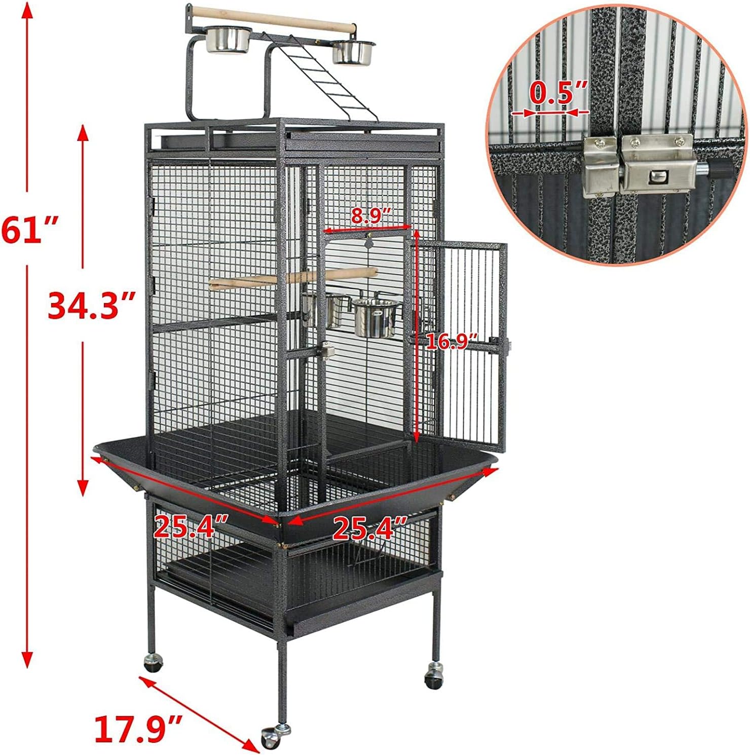 61 Inches Large Bird Cage Play Top Parrot Cockatiel Parakeet Chinchilla Macaw Cockatoo Cage W/Stand Perch Pet Supplies