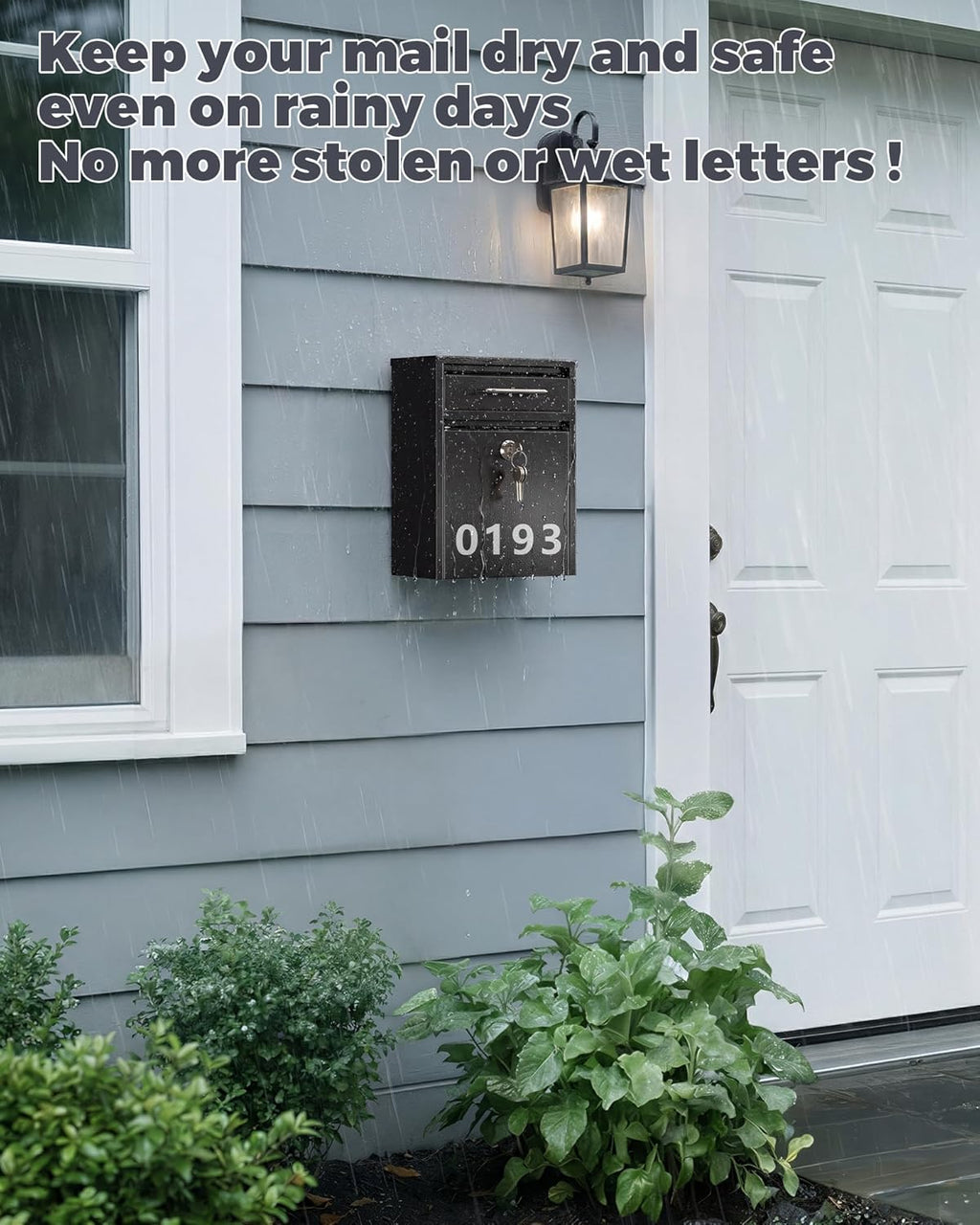 Mailbox for Outside Wall Mount, Heavy Duty Rustproof, Anti-Theft Locking Mailbox with 4 Keys, Weatherproof for