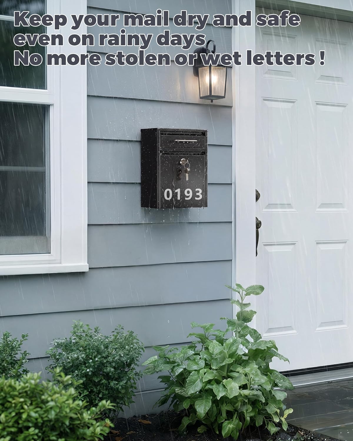 Mailbox for Outside Wall Mount, Heavy Duty Rustproof, Anti-Theft Locking Mailbox with 4 Keys, Weatherproof for