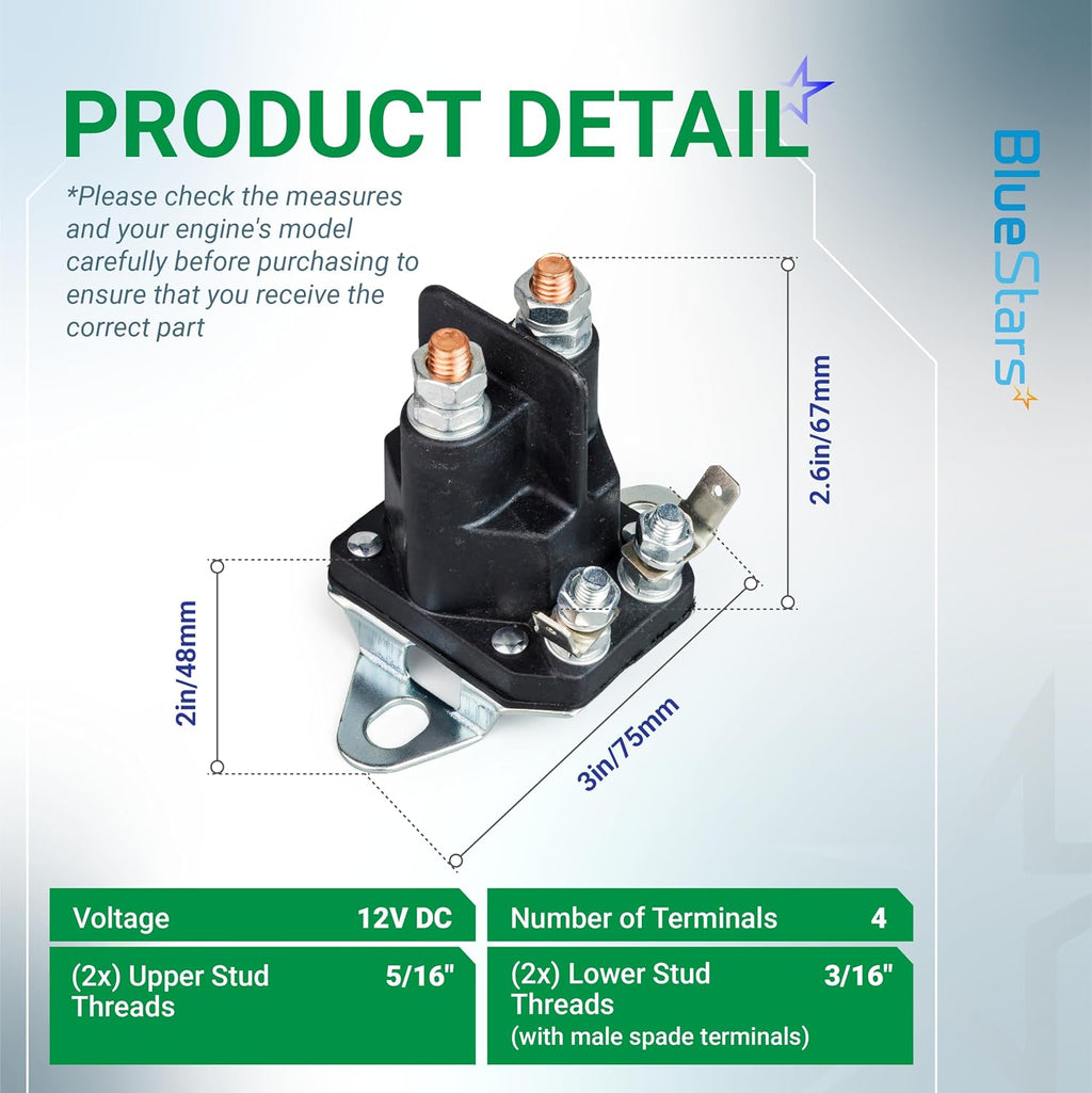BlueStars 12V 4-Terminal 117-1197 Starter Solenoid - for Exmark Toro