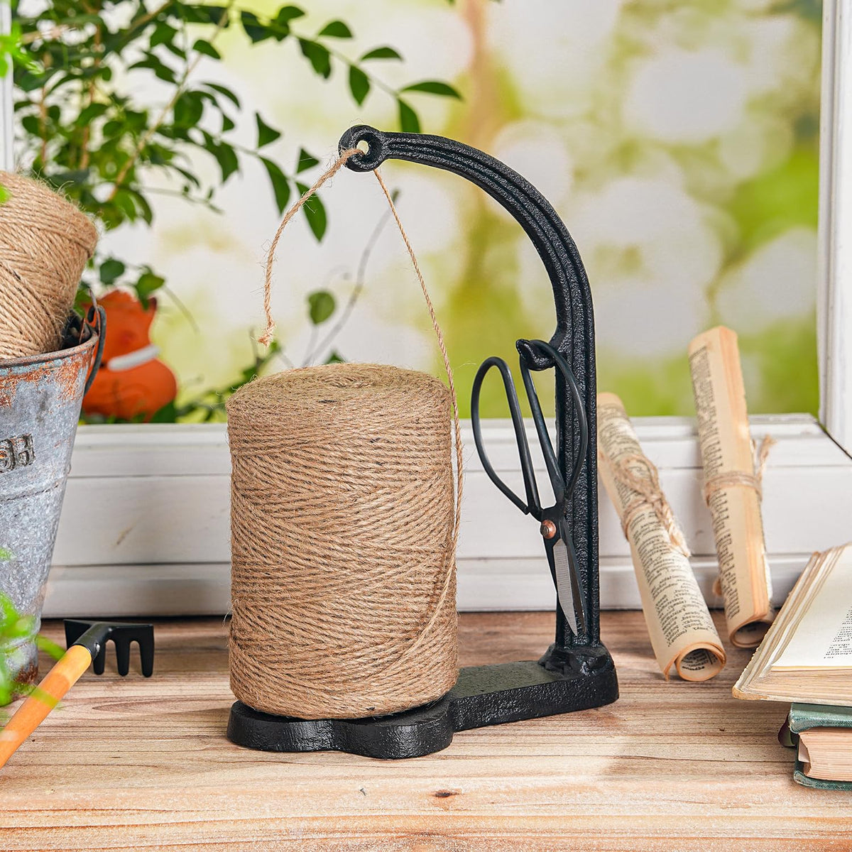 Cast Iron Twine Holder Set - Twine String & Rope Rack & Scissor