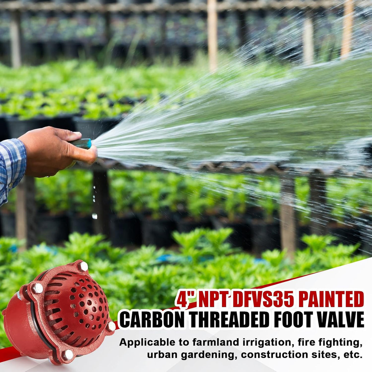 Cast Iron Foot Valve, NPT Threaded Check Valve with Strainer, 4 Inch