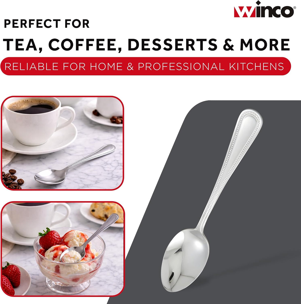 0005-01 Dots Mirror Finish S/S Teaspoon - Dozen