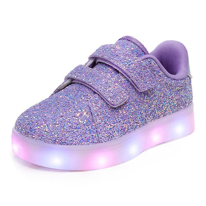 Toddler Light Up Shoes Girls Sparkly Flashing Sneakers