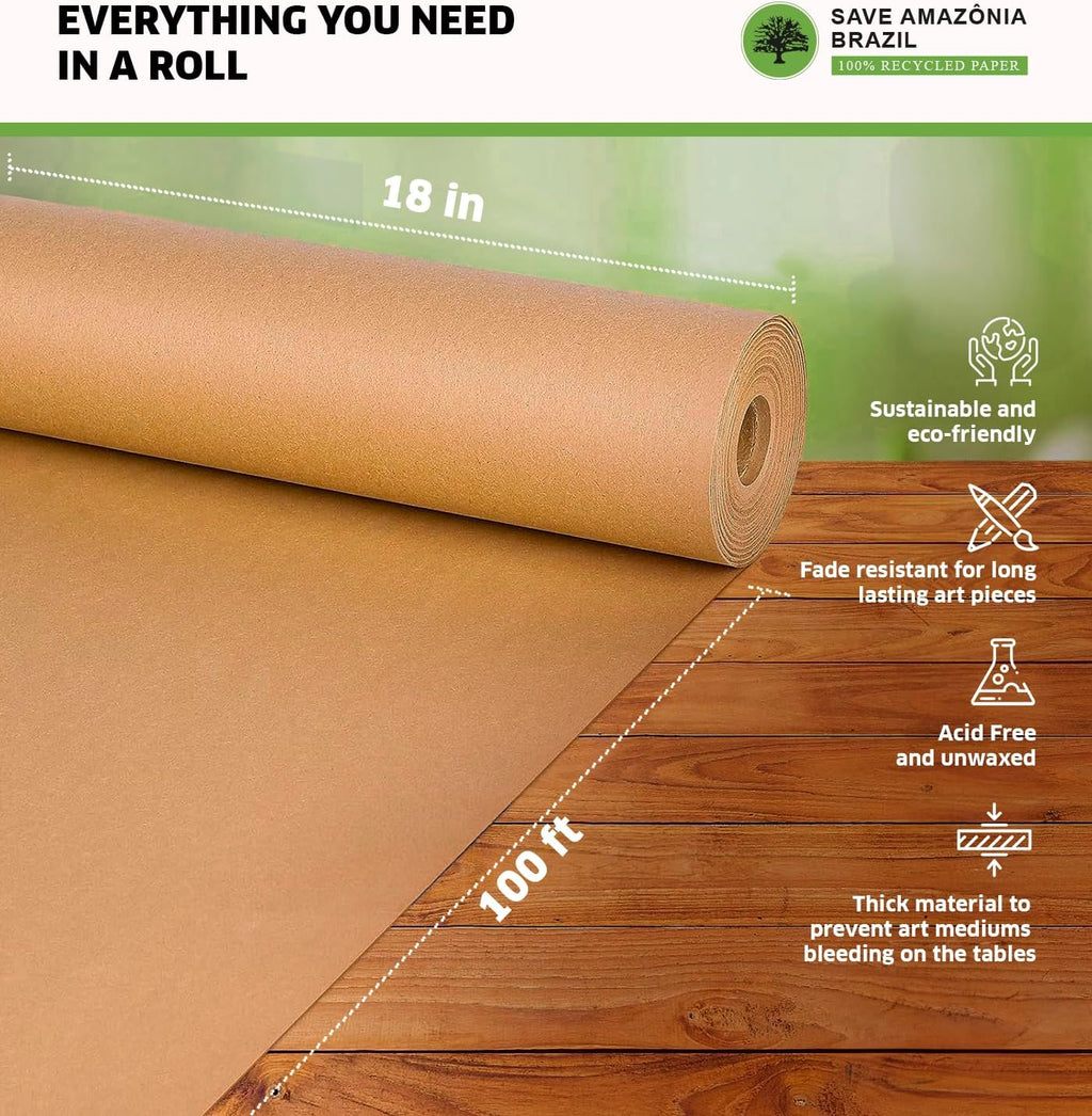 Brown Kraft Paper Roll - 18in x 100ft (1200 in)