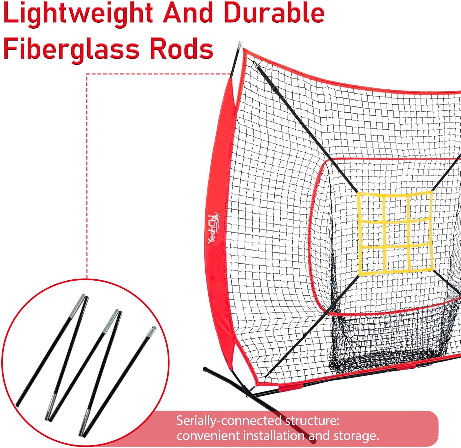 7x7 Ft Baseball and Softball Training Net with Batting Tee, Strike Zone Target, Portable Hitting and Pitching