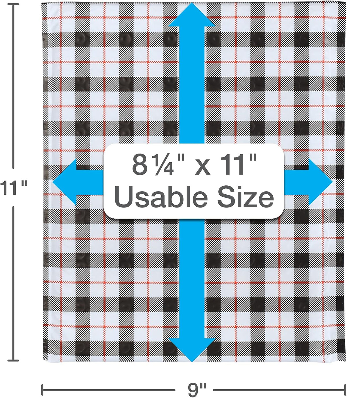 Bubble Mailers, 8.5 x 11, Shipping Envelopes, Water Resistant Poly Padded Envelopes, Plaid, 25 Pack (QUA85872)