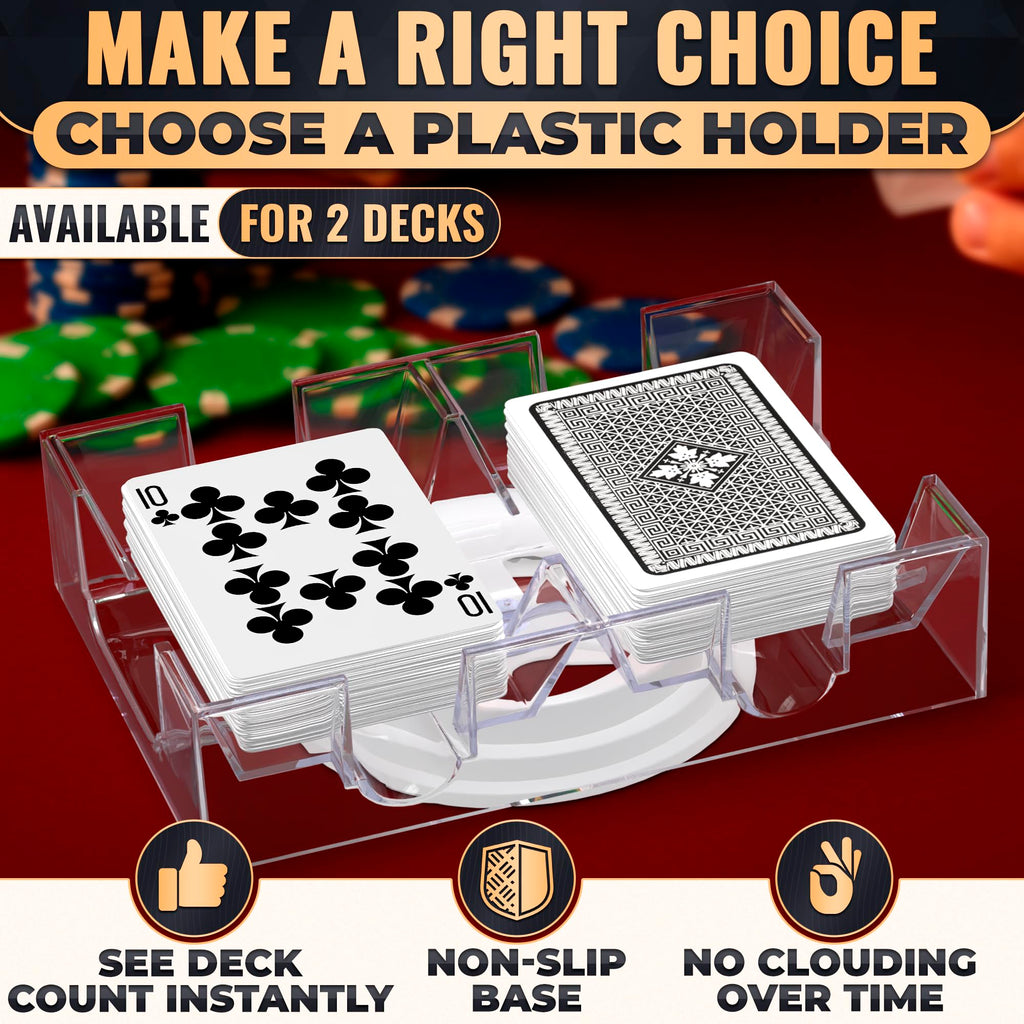 Card Holders for Playing Cards, 2 Deck Rotating Playing Card Holder Tray