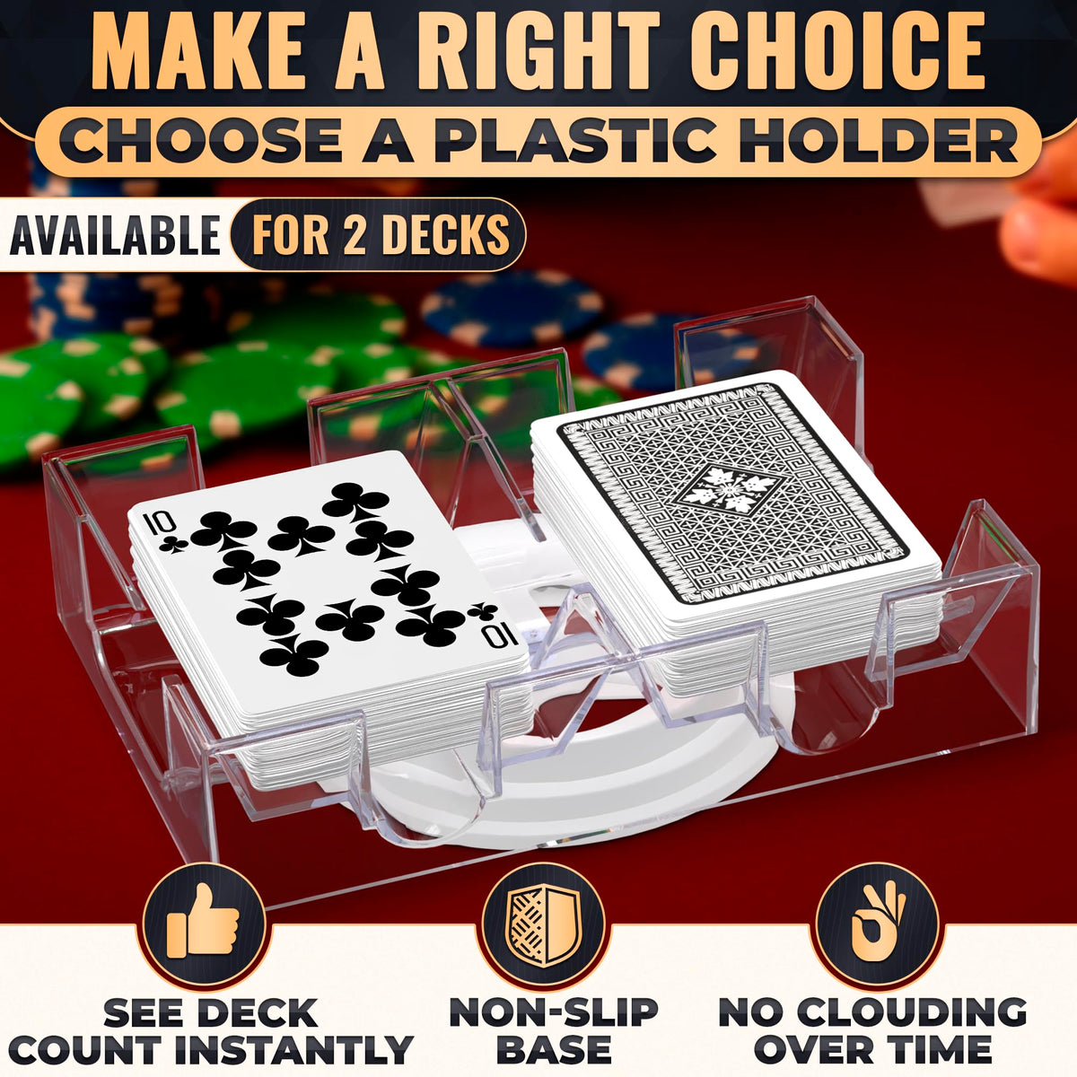 Card Holders for Playing Cards, 2 Deck Rotating Playing Card Holder Tray