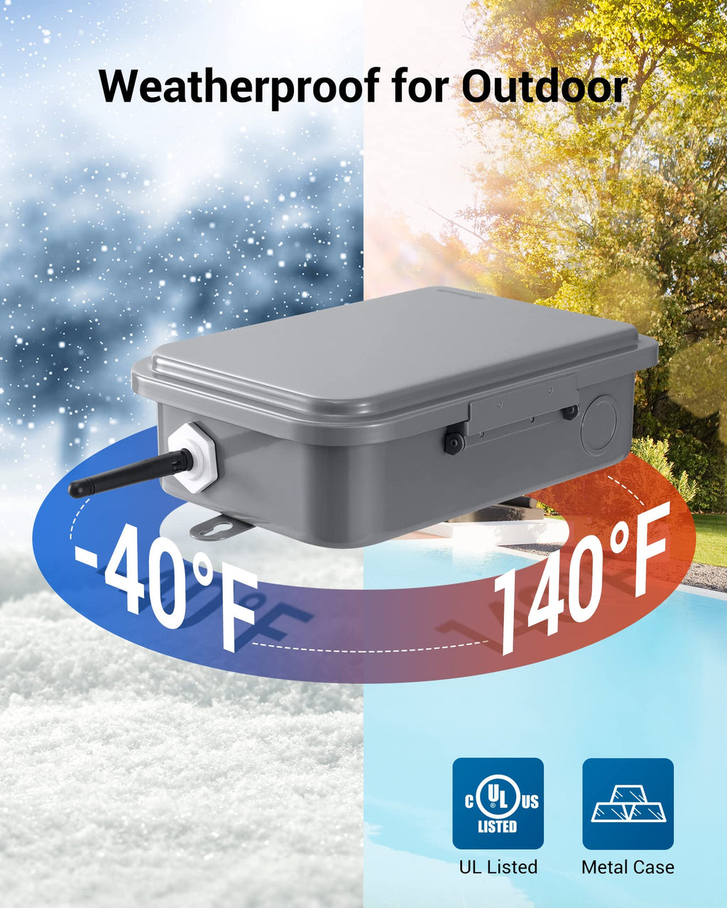 DEWENWILS Pool Pump Timer, Outdoor Smart Wi-Fi Timer Box - 40A 120-277V 2HP