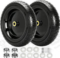 13" Flat Free Wheels Replacement for GOR Garden Cart Tires, 4.00-6 Solid Tires with 5/8"Bearings, 13" No Flat Wheels