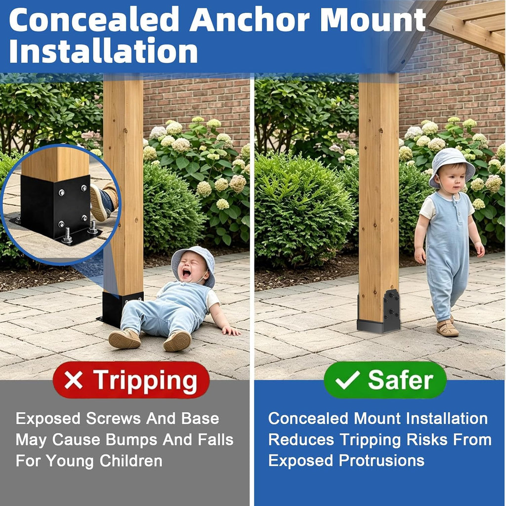 4x4 Post Base, Concealed Fastener Concrete Post Anchor,Elevated Post Base