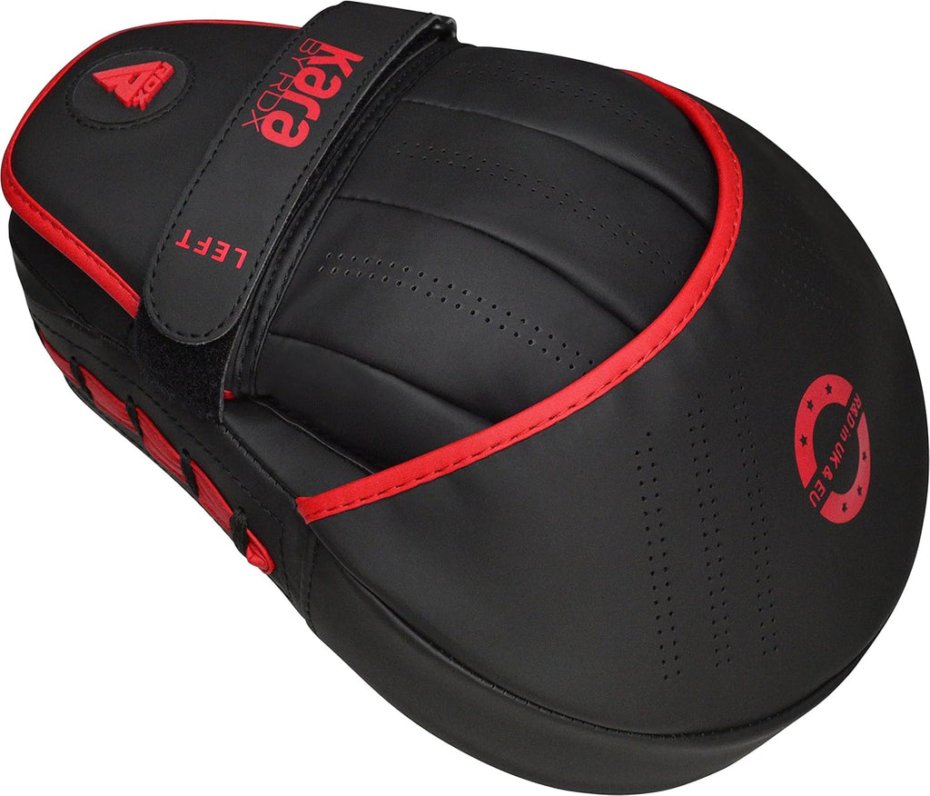 Boxing Pads Curved Focus Mitts, Maya Hide Leather Kara Hook and jab Training Pads, Adjustable Strap Ventilated, MMA