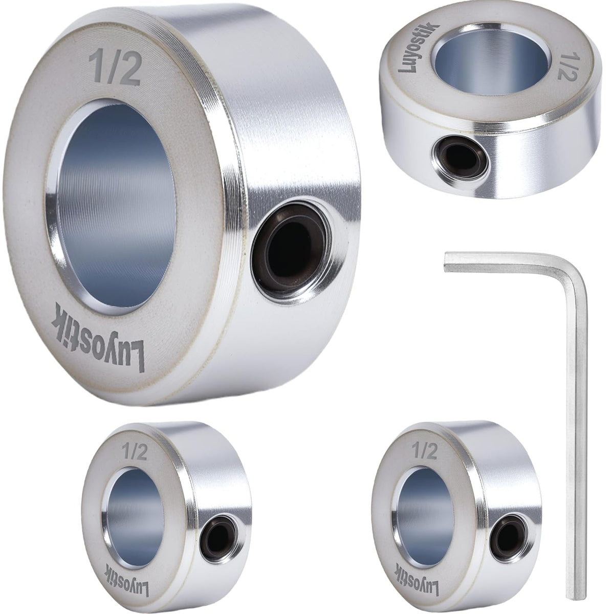 4pcs 1/2" bore Shaft Collar,Zinc Plated Set-Screw Shaft Collars
