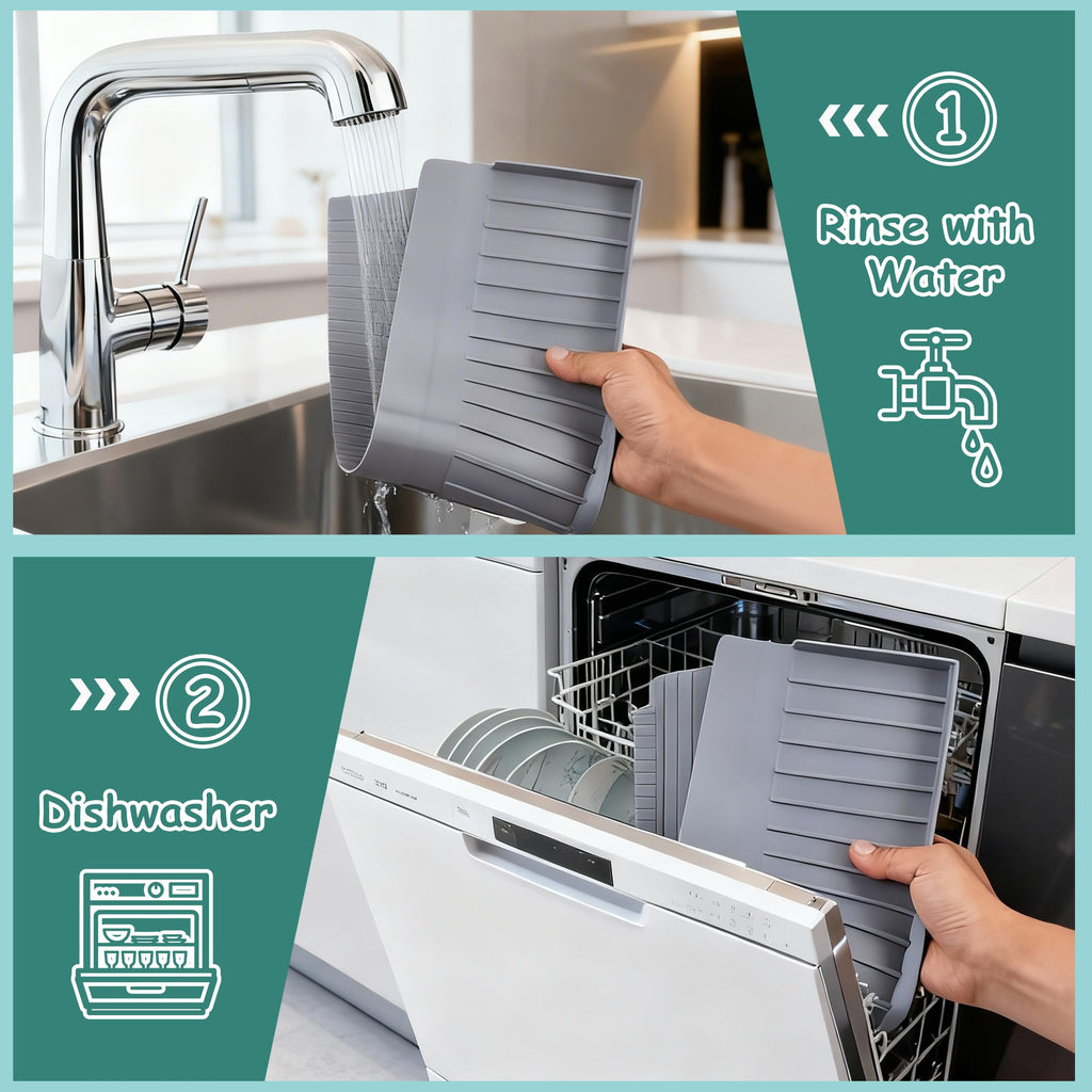 Silicone Sink Edge Protector Splash Guard, 30x4 Inch with Suction Cups & 5°Tilt, Cuttable for Kitchen Bathroom
