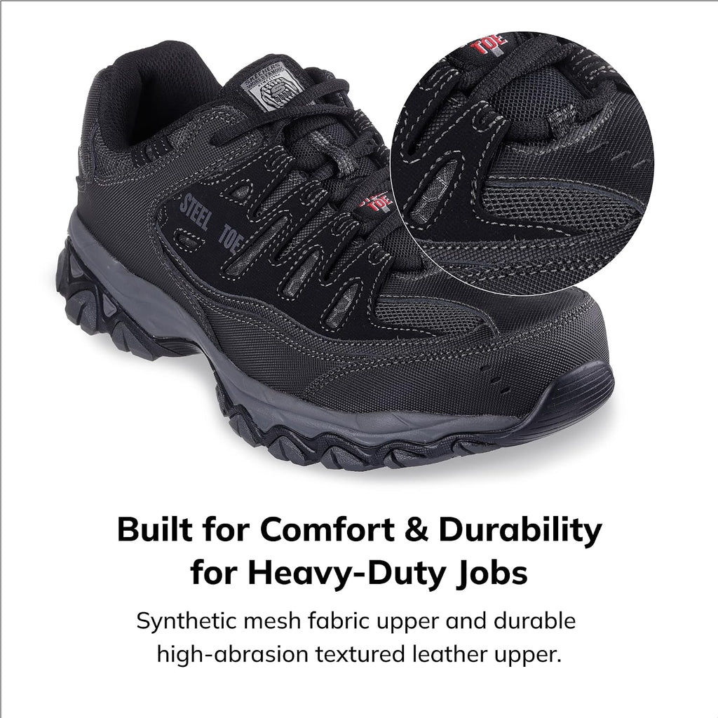 Men's Cankton Steel Toe Construction Shoe - Electrical Hazard Rated, Memory Foam | Walking, Slip-ins, Max Cushioning