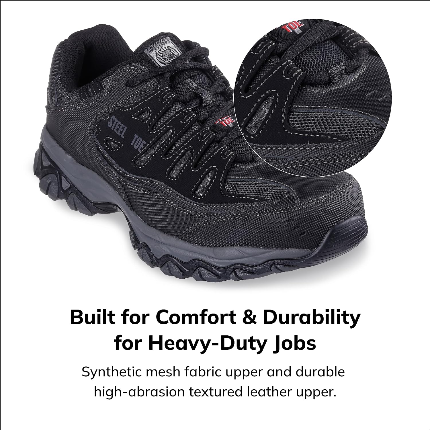 Men's Cankton Steel Toe Construction Shoe - Electrical Hazard Rated, Memory Foam | Walking, Slip-ins, Max Cushioning