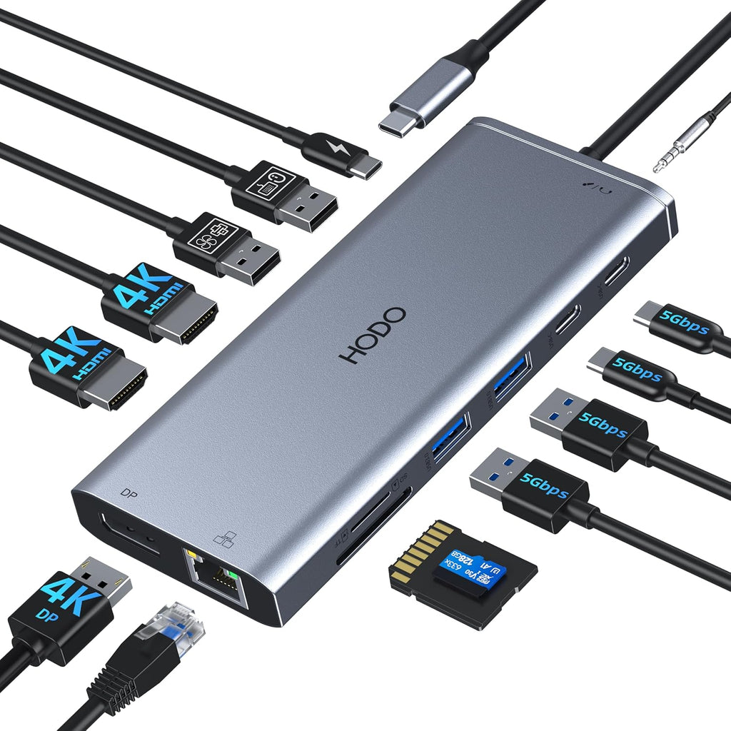 USB C Docking Station Dual Monitor for HP,Laptop Docking Station 3 Monitors | USB C Hub Dock Triple Display to 2 HDMI