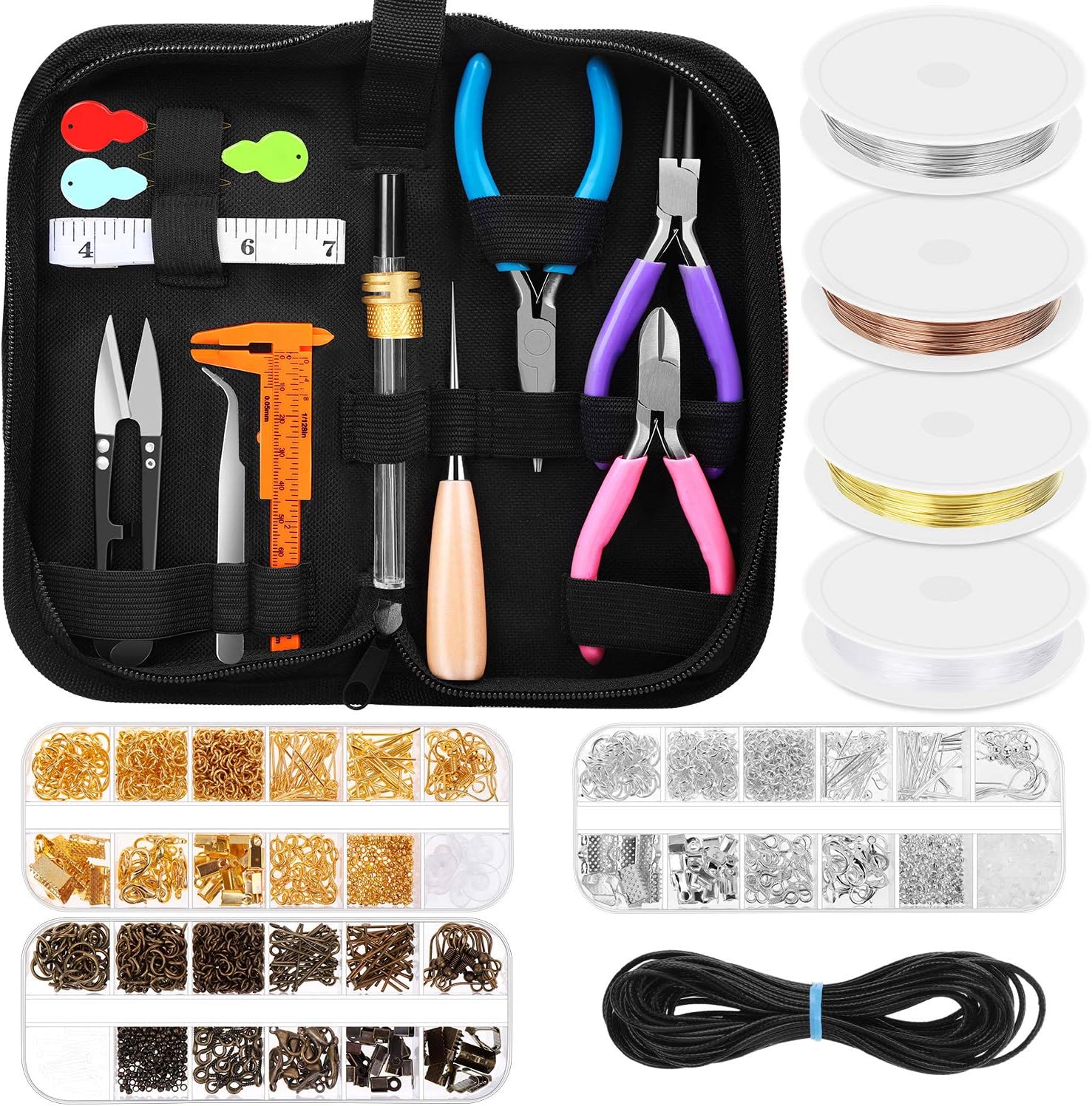 Jewelry Making Supplies Kit, Jewelry Making Kit with Jewelry Making Tools, Jewelry Wires and Jewelry Findings for