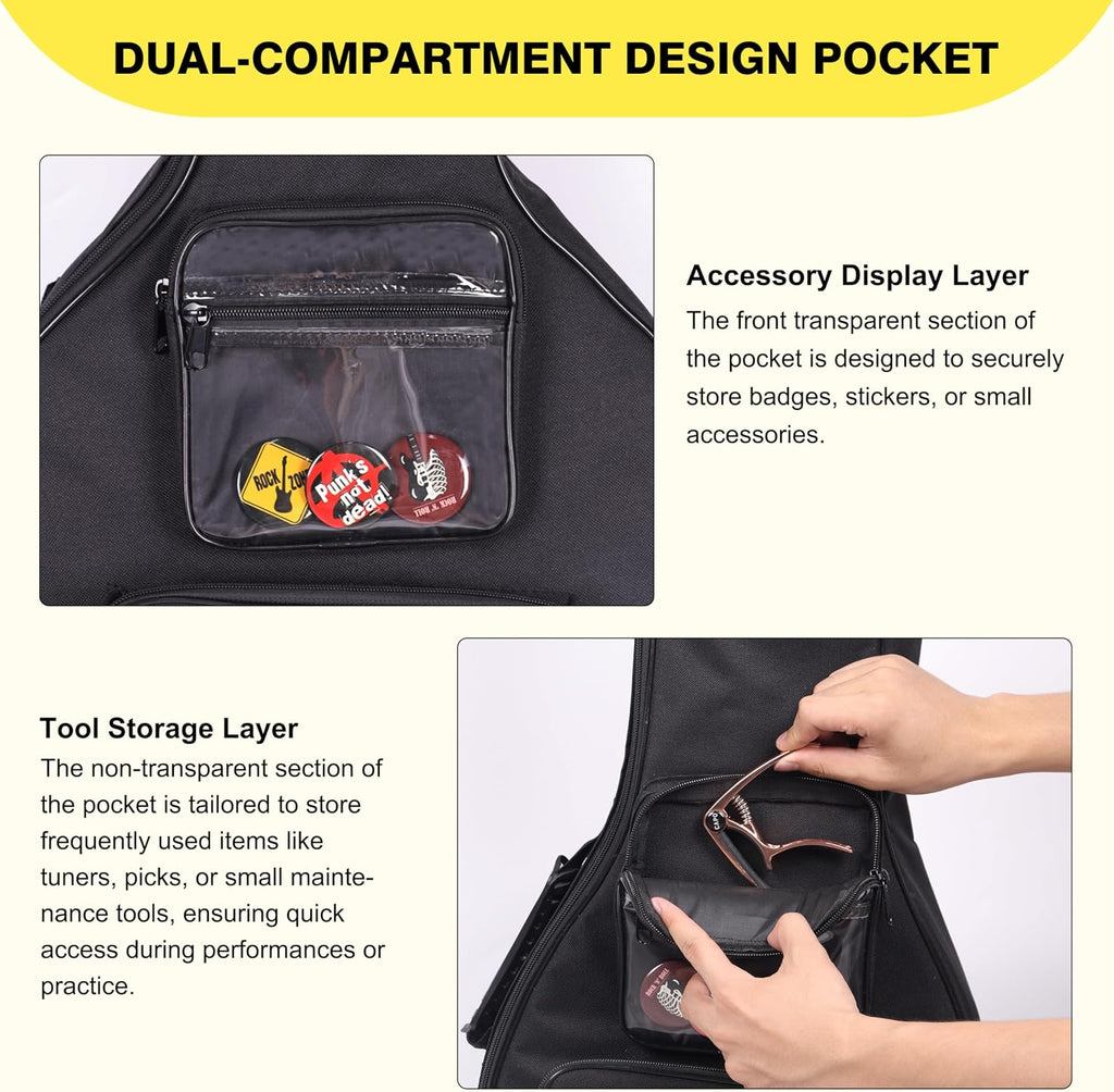 39/40" Electric Guitar Bag, 0.35" Thick Padding Electric Guitar Case | Waterproof & Shockproof Gig Bag with