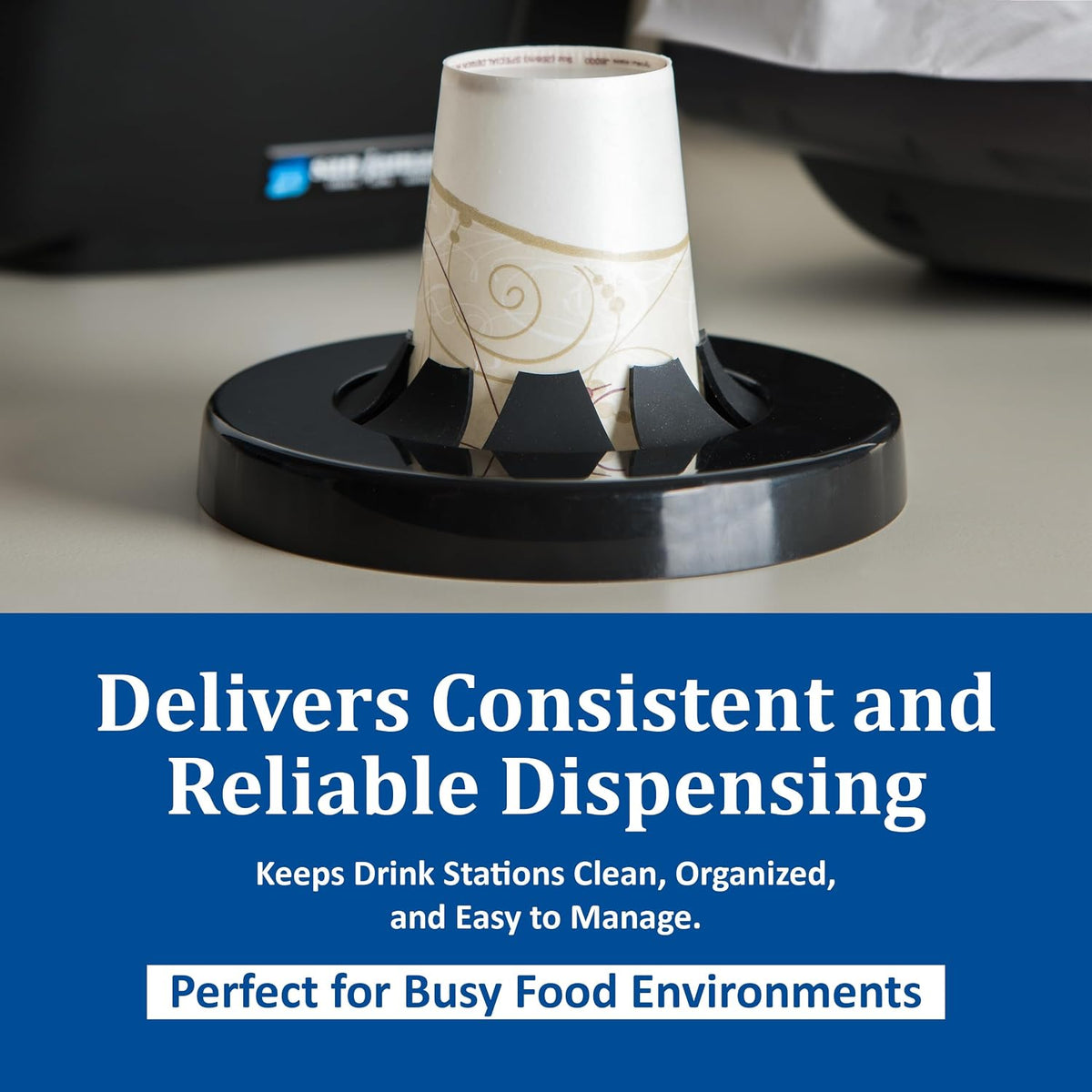 23.5-Inch in-Counter Cup Dispenser, 4-24 oz, Adjustable Lever