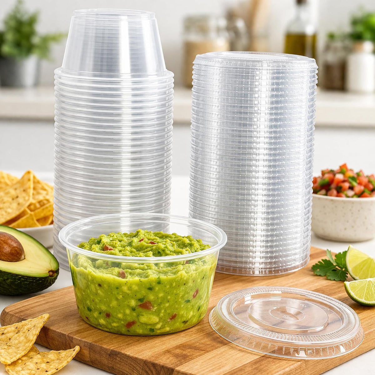 4 oz Clear Plastic Souffle Cup with Lids, BPA Free Portion Cup, 50 Sets