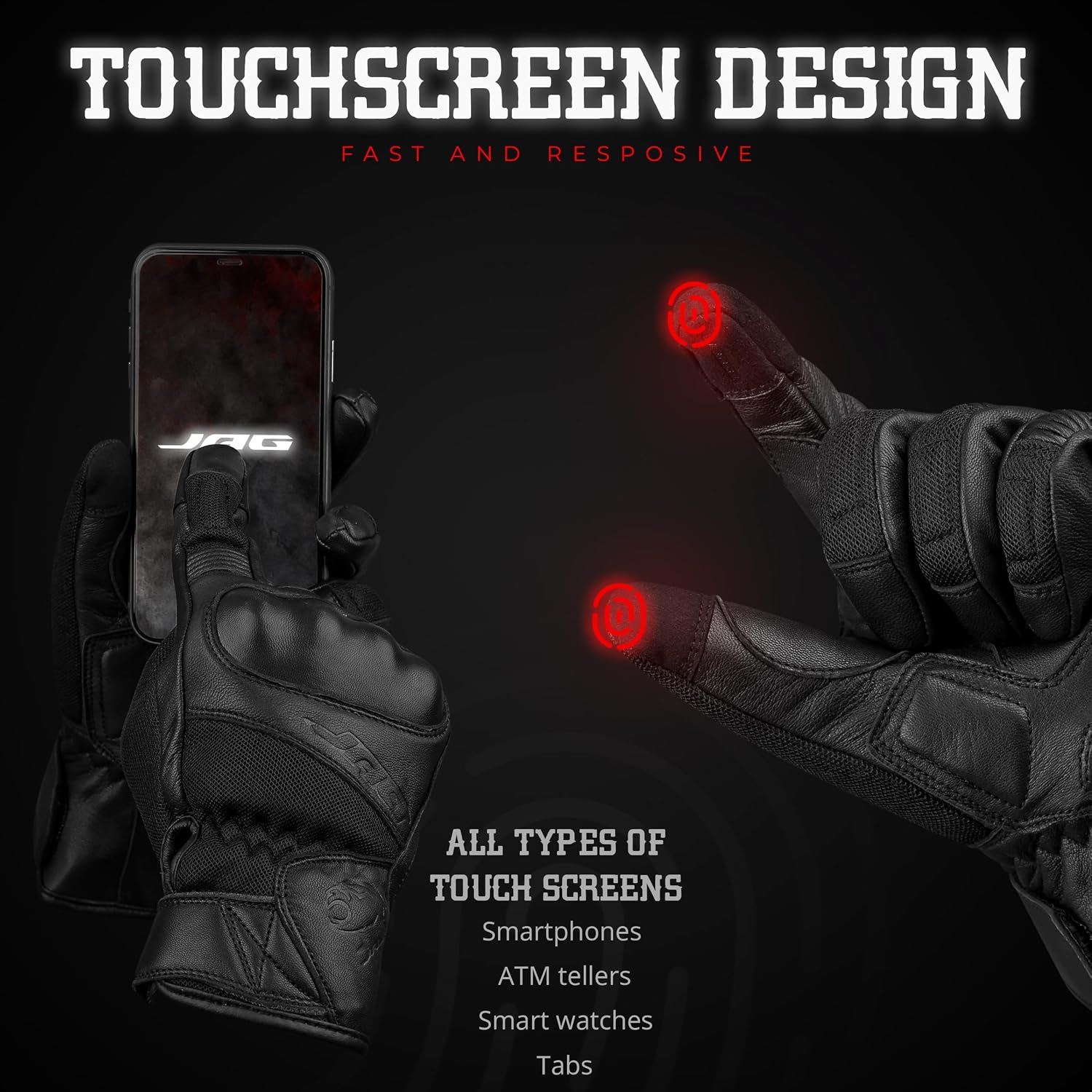 Motorcycle Gloves - Premium Leather Perforated Motorcycle Gloves for Men with Knuckle Protection | Touchscreen