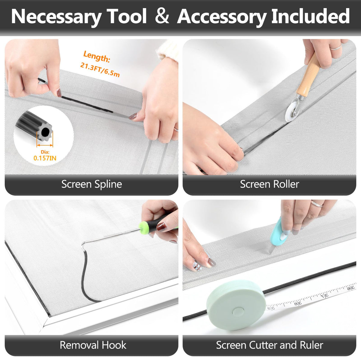 Window Screen & Screen Door Mesh Repair Kit, Grey