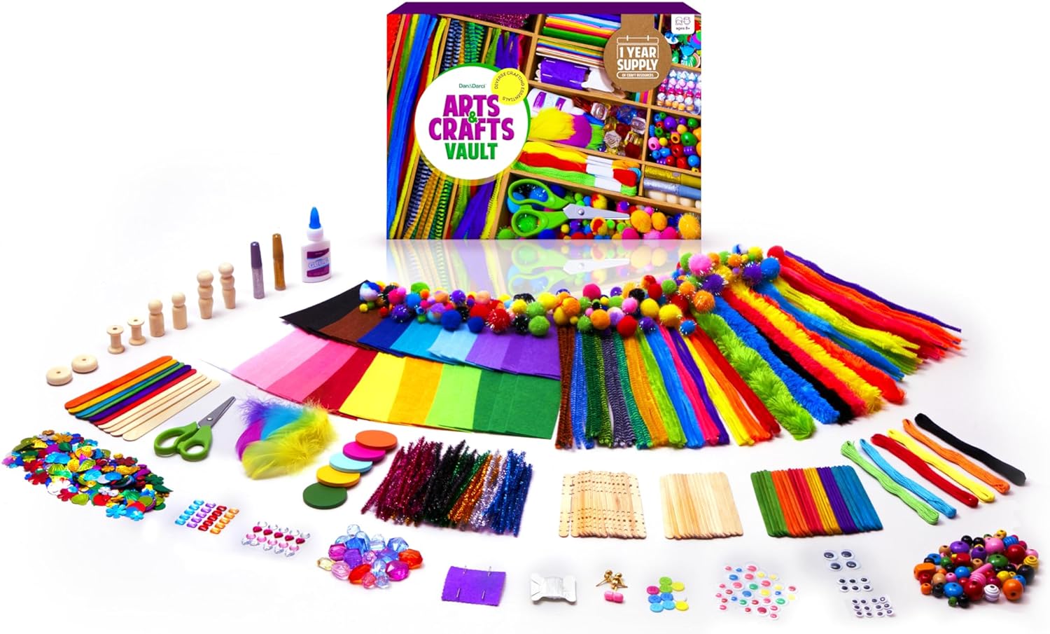 Arts and Crafts Vault - Craft Supplies Kit in a Box - Birthday Gift for Kids Ages 4 5 6 7 8 9 10 11 & 12 Year Old