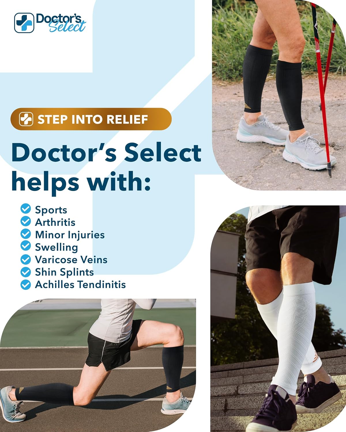 2 Pairs Copper Calf Compression Sleeve - Leg Compression Sleeves for Women & Men, Shin Splint Relief