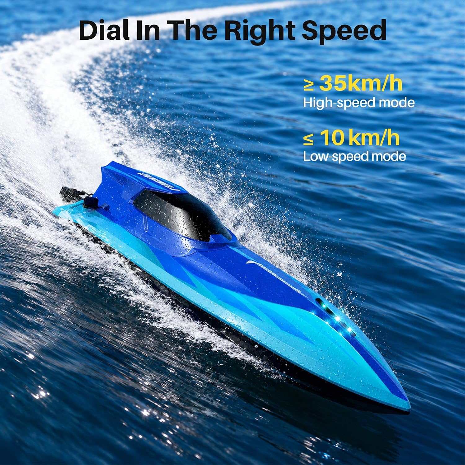 Brushless RC Boat for Adults & Teens, 35+ KPH, Self-Righting | Water-Cooled Motor, Adjustable Speed, 30-Min Runtime