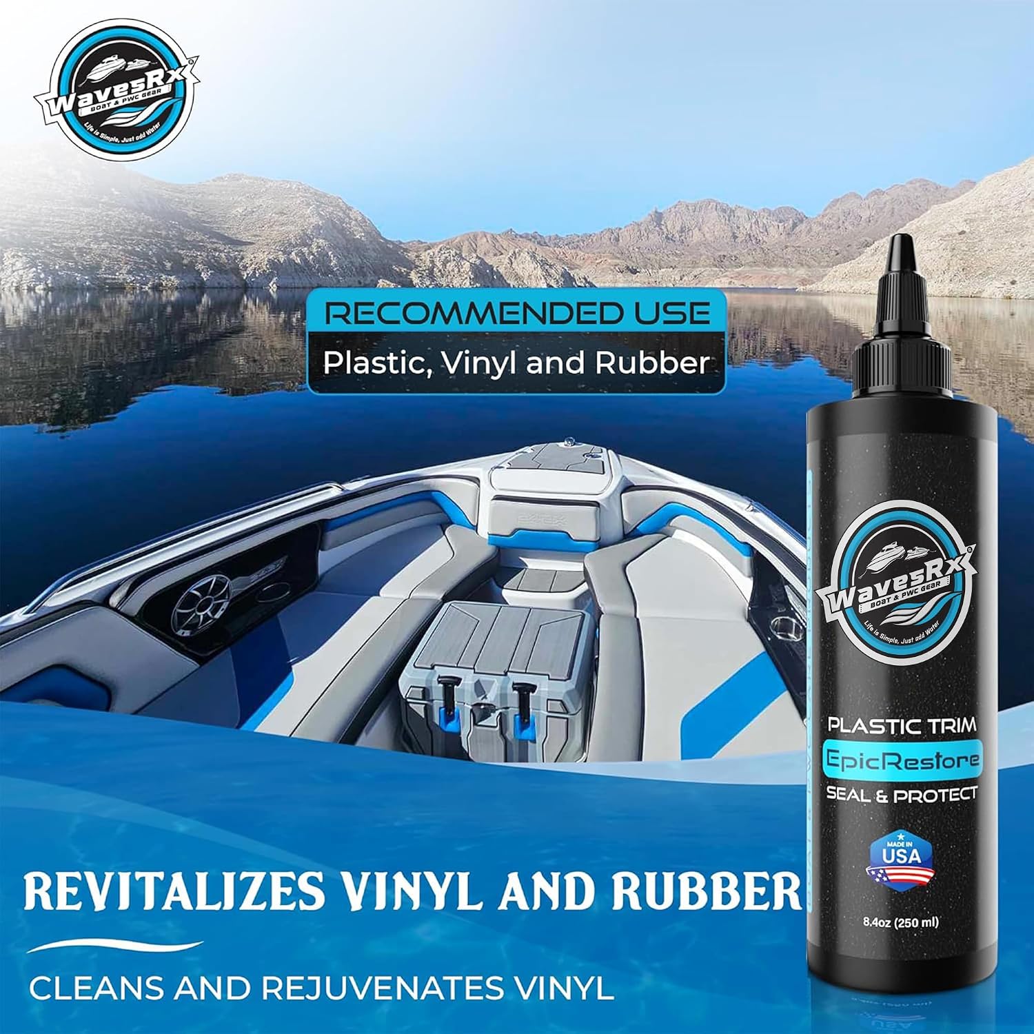 EpicRestore Marine Trim Restorer & Vinyl Protectant | Plastic Restorer for Boats & PWC | Ceramic Coating UV