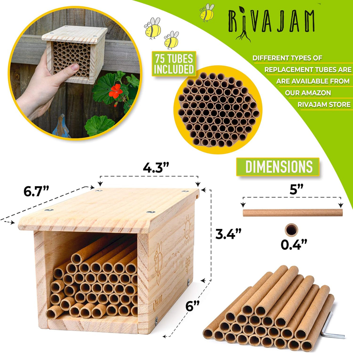 Build a Bee House DIY Woodworking Project | Solitary Mason Bee House Nesting Box Wood Building Kit & Tools | Garden