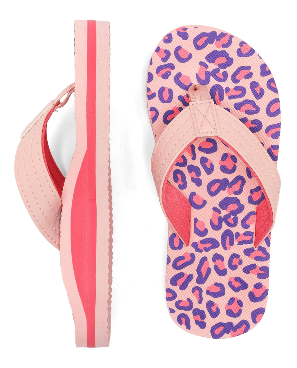 Kids Boys Girls Flip Flops Comfort Quick-Dry Beach Pool Aqua Thong Sandals(Little Kid/Big Kid),Leopard Pink,6 Big Kid
