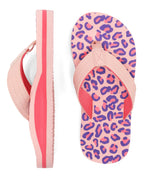 Kids Boys Girls Flip Flops Comfort Quick-Dry Beach Pool Aqua Thong Sandals(Little Kid/Big Kid),Leopard Pink,6 Big Kid