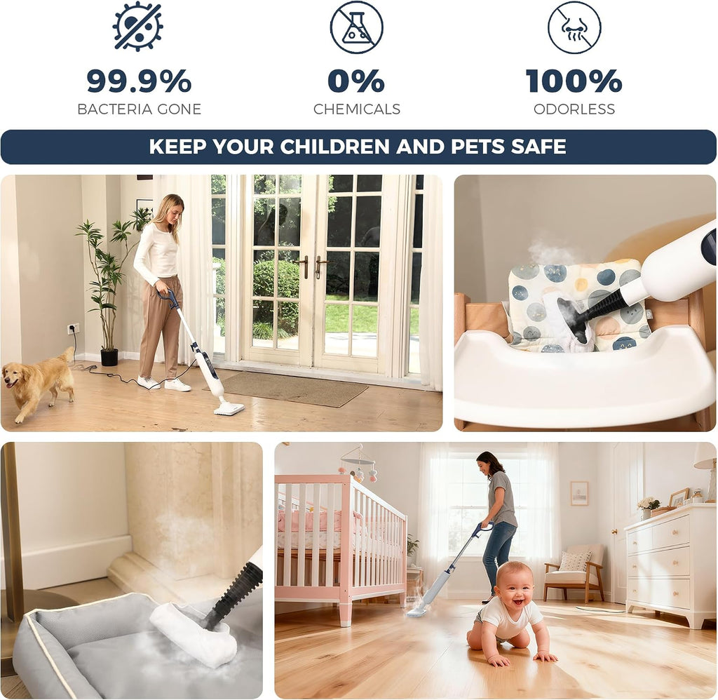 11-in-1 Steam Mop, 212°F Powerful Steam Cleaner for Home | Multi-Purpose Floor Steamer for Hardwood Floors, Tile
