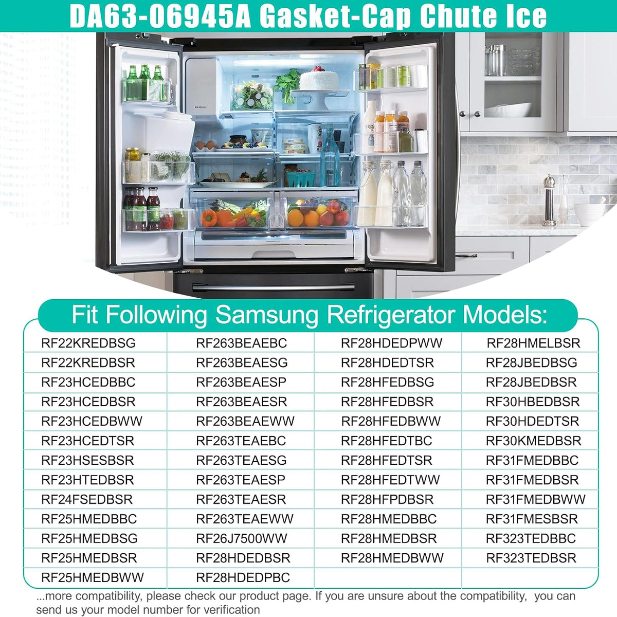 Upgraded DA63-06945A Refrigerator Ice Chute Gasket Cap Compatible with Samsung Ice Chute Gasket Seal Replacement Parts RF28HMEDBSR RF28JBEDBSR RF263TEAESR RF23HCEDBSR Dispenser Gasket