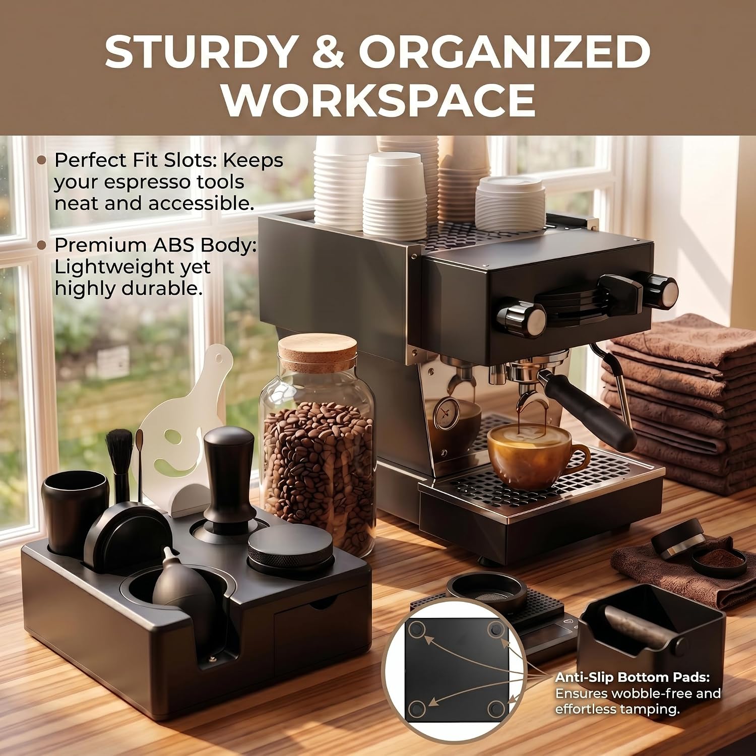 51mm Espresso Accessories Kit – 26PCS Tamping Station, Tamper, WDT Tool, Distributor, Dosing Funnel, Puck Screen, Air