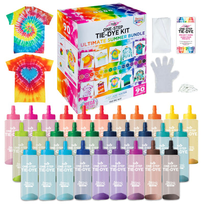 One-Step Tie-Dye Kit Ultimate Summer Bundle, Giant Classroom Pack, Tie Dye for Large Groups and Parties, Durable