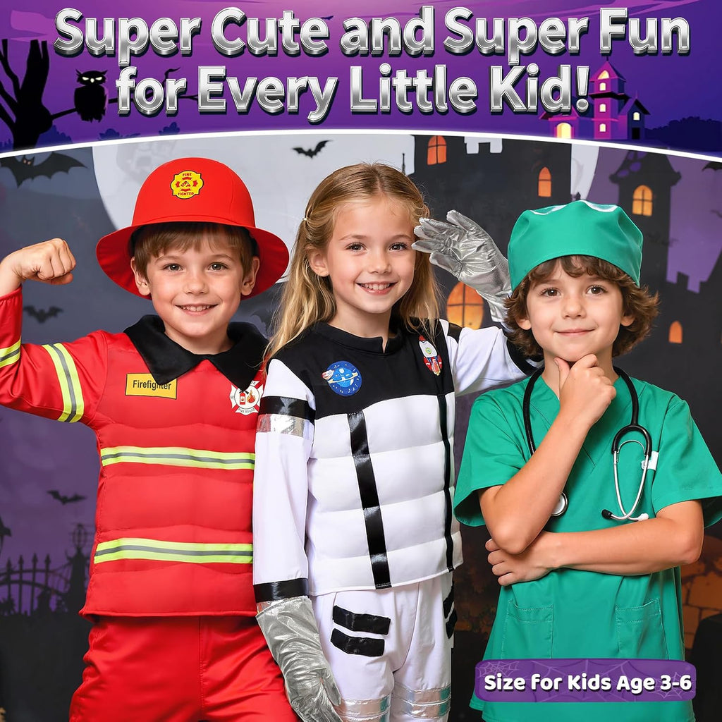 Toddler Dress up Clothes for Play, Kids Role Play Costumes 4 In 1 Set