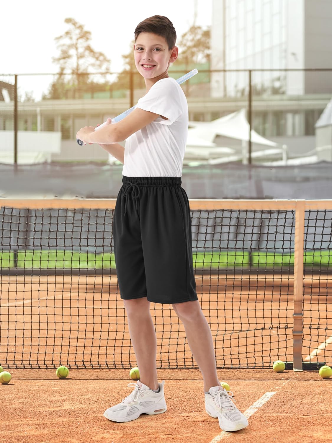 4 Pack Boys Shorts Boy Athletic Shorts Kids Quick Dry Basketball Soccer Shorts with Pockets mesh Elastic Waist