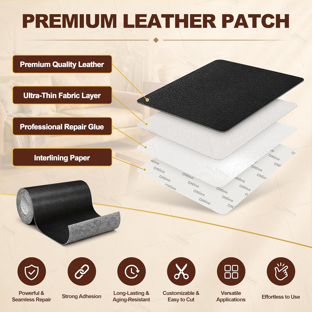 Leather Repair Tape,Self Adhesive Leather Repair Patch,Leather Patches for Furniture,Sofa,Car Seats,Office Chair.