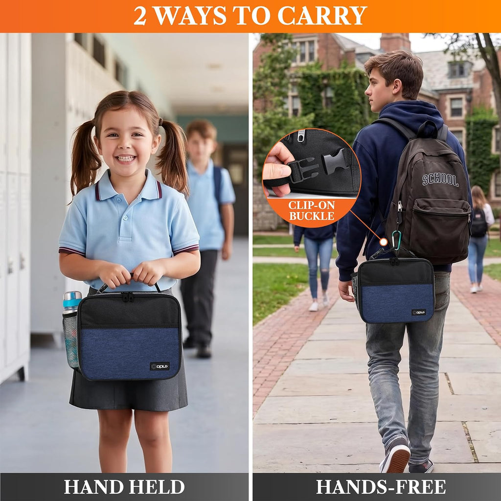 Insulated Lunch Bag for Kids, Reusable Lunch Box for School with Leakproof Lining, Compact Soft Cooler Tote for Boys