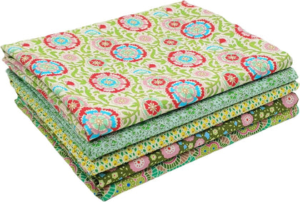 Green Fat Quarters Fabric Bundles, Precut Cotton Fabric Squares for Sewing Quilting, 18 x 22 inches, Green