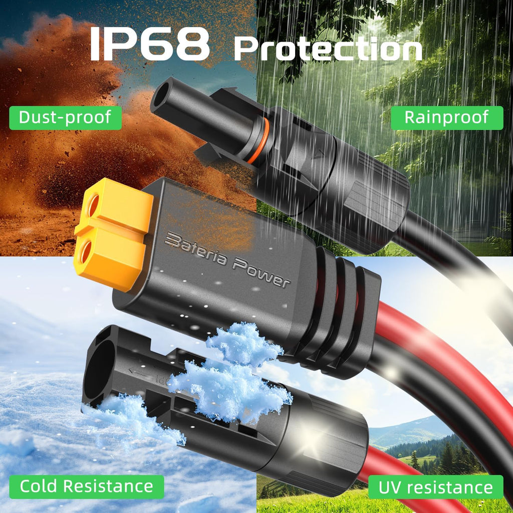 Solar to XT60 Charge Extension Cable 12AWG 20Ft Solar Connector to XT60 Adapter Cable for Solar Panel to LiFePO4