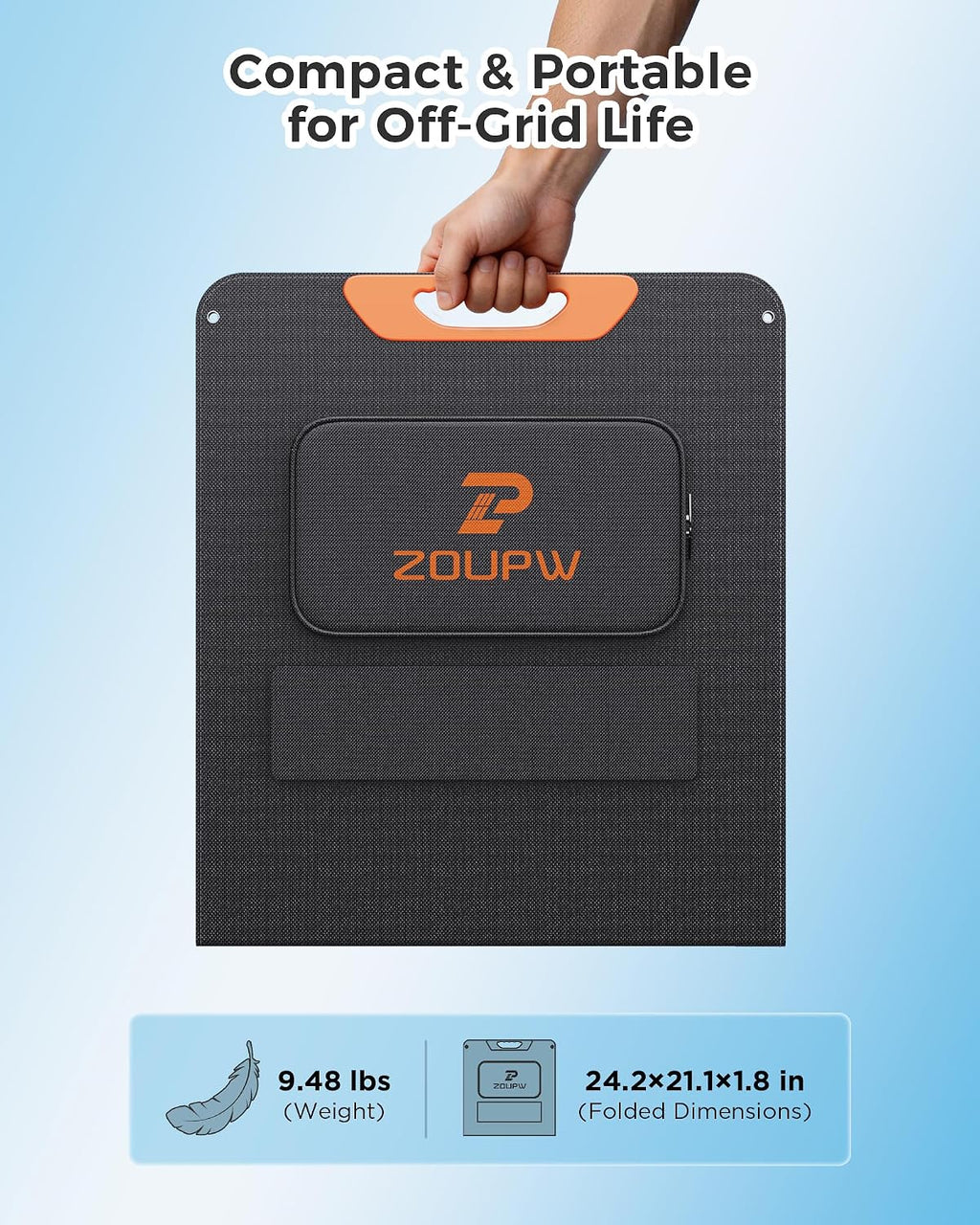 100W Portable Solar Panel for Power Station,23.5% Efficiency Mono Foldable Solar Charger for Jackery 300/Ecoflow