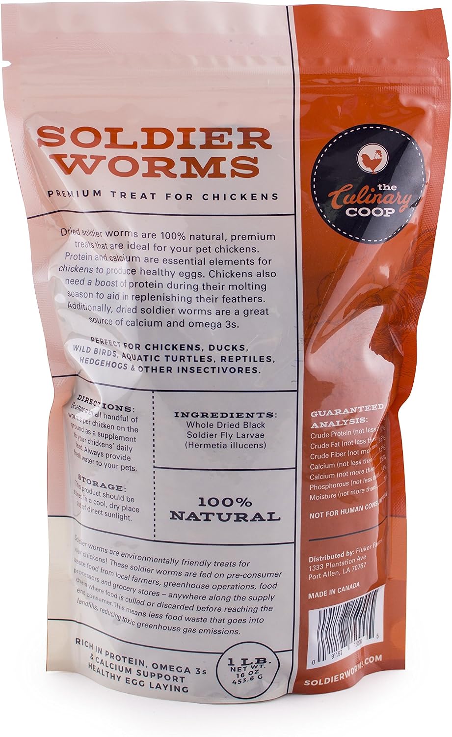 Culinary Coop Premium Chicken Treats, Dried Soldier Worms, Packed with Protein and Calcium, 100% Natural Rich Grubs