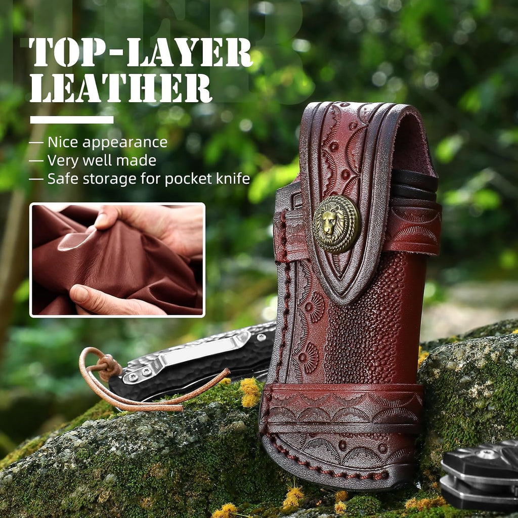 Pocket Knife Sheath (M), 4.53" Folding Knife Sheath for Folding Knife, Leather Knife Sheath Case, Horizontal Knife