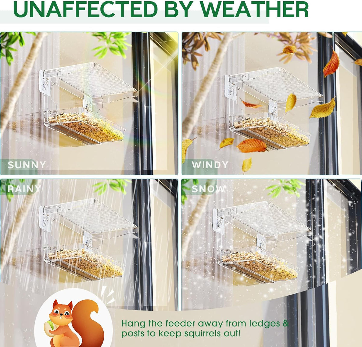 Window Bird Feeder for Outdoors, Clear Bird Feeders Window Mounted